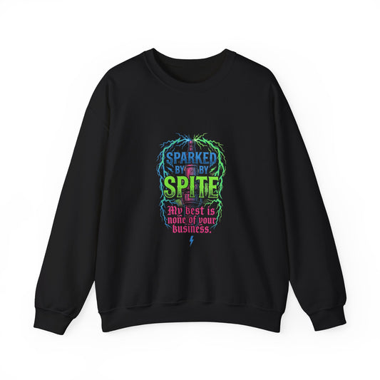Crewneck Sweatshirt “Sparked by Spite” Lightning Skull Graphic