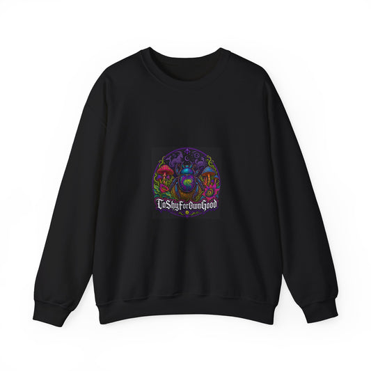 Crewneck Sweatshirt — Psychedelic Skull & Mushroom Art with “To Shuff Around” Text