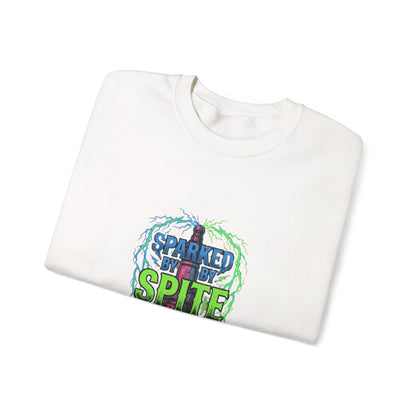 Crewneck Sweatshirt “Sparked by Spite” Lightning Skull Graphic