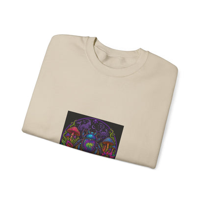 Crewneck Sweatshirt — Psychedelic Skull & Mushroom Art with “To Shuff Around” Text