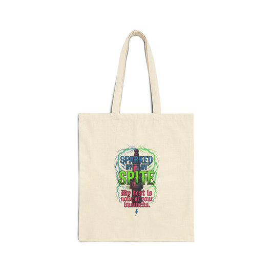 Spirited Skull Cotton Tote Bag — "Sparked by Spite" Graphic Eco Shopper