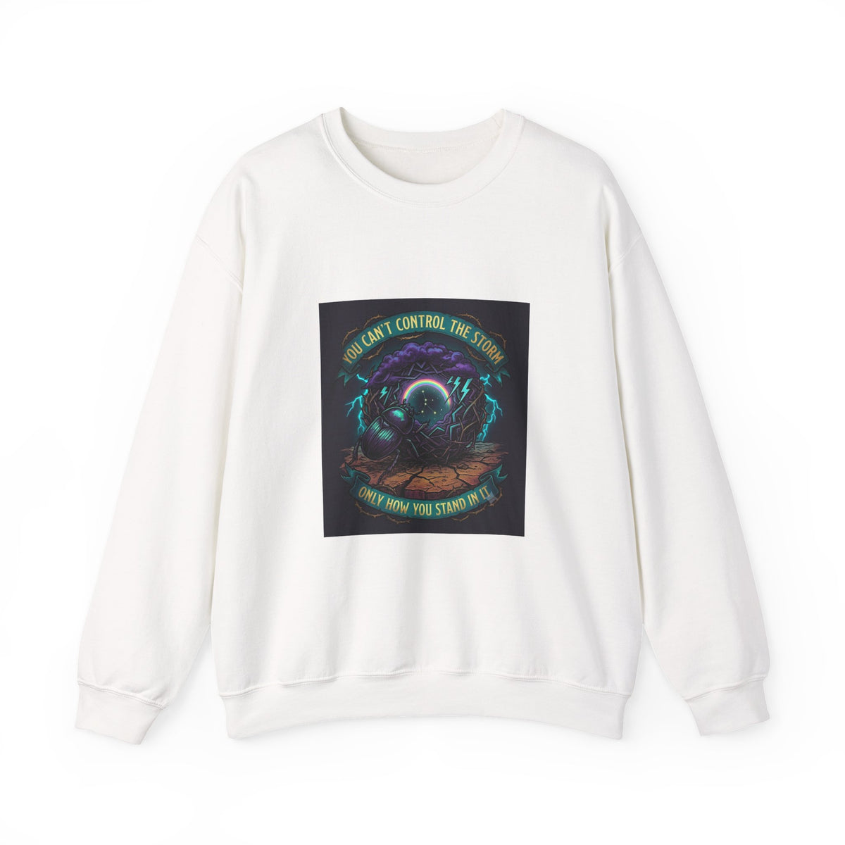 Crewneck Sweatshirt — "You Can't Control the Weather" Cosmic Ocean Design