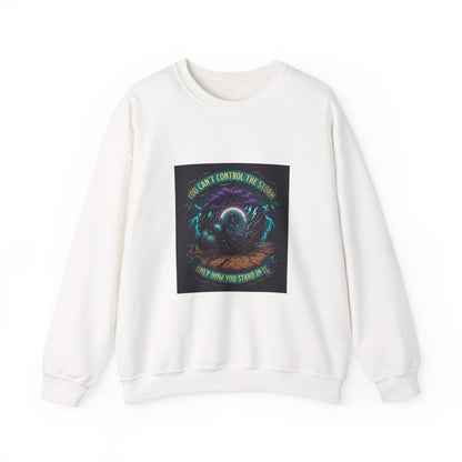 Crewneck Sweatshirt — "You Can't Control the Weather" Cosmic Ocean Design
