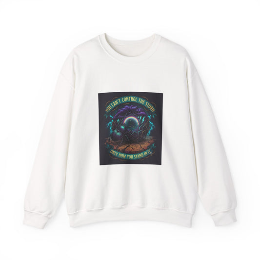 Crewneck Sweatshirt — "You Can't Control the Weather" Cosmic Ocean Design