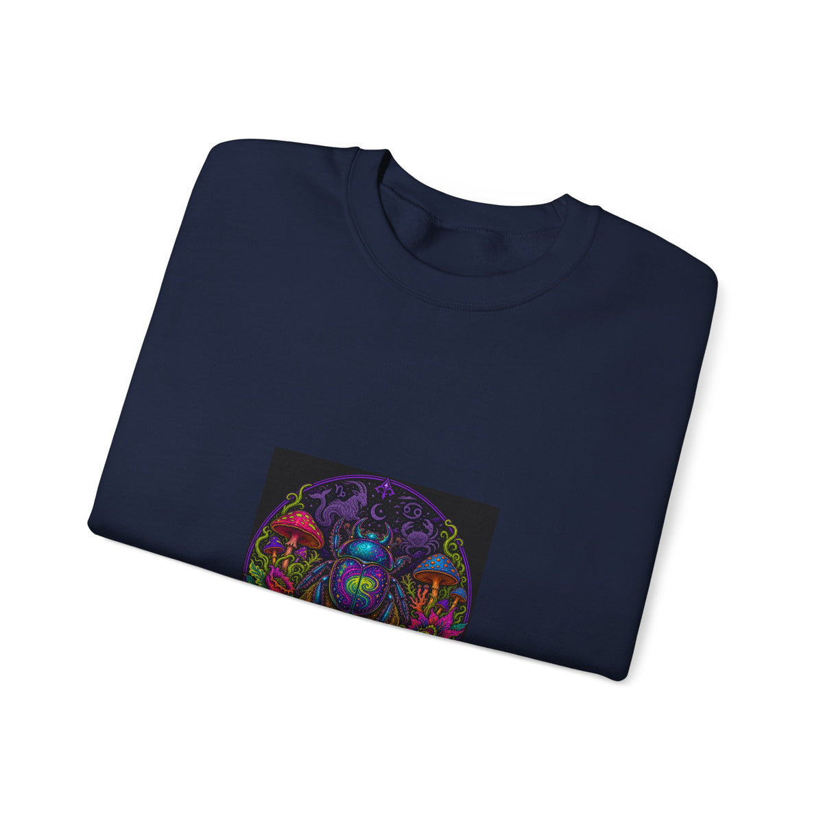 Crewneck Sweatshirt — Psychedelic Skull & Mushroom Art with “To Shuff Around” Text