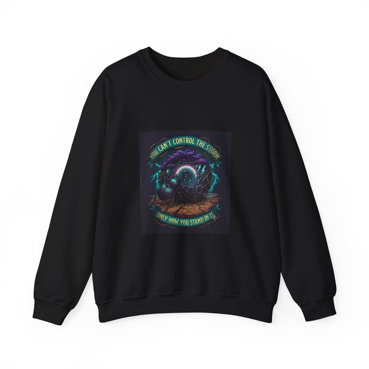 Crewneck Sweatshirt — "You Can't Control the Weather" Cosmic Ocean Design