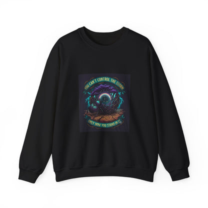 Crewneck Sweatshirt — "You Can't Control the Weather" Cosmic Ocean Design