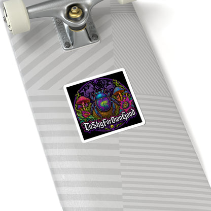 Psychedelic Scarab Sticker — "To Shy For Own Good" Kiss-Cut Vinyl