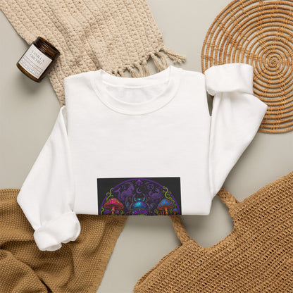 Crewneck Sweatshirt — Psychedelic Skull & Mushroom Art with “To Shuff Around” Text