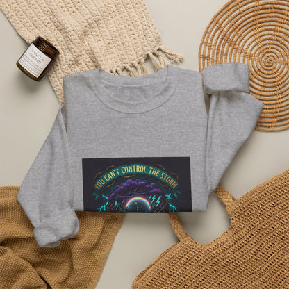 Crewneck Sweatshirt — "You Can't Control the Weather" Cosmic Ocean Design