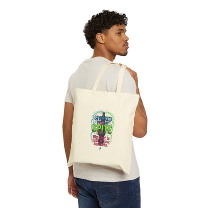 Spirited Skull Cotton Tote Bag — "Sparked by Spite" Graphic Eco Shopper