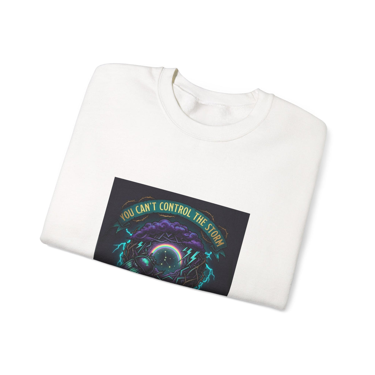Crewneck Sweatshirt — "You Can't Control the Weather" Cosmic Ocean Design