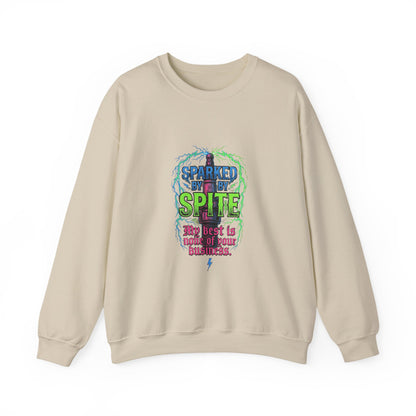 Crewneck Sweatshirt “Sparked by Spite” Lightning Skull Graphic