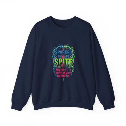 Crewneck Sweatshirt “Sparked by Spite” Lightning Skull Graphic