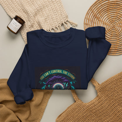 Crewneck Sweatshirt — "You Can't Control the Weather" Cosmic Ocean Design
