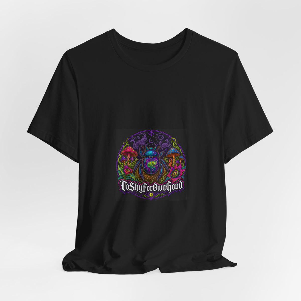 T-Shirt — Psychedelic Mushroom Design “Too Shy For Your Good”