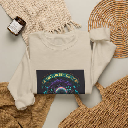 Crewneck Sweatshirt — "You Can't Control the Weather" Cosmic Ocean Design