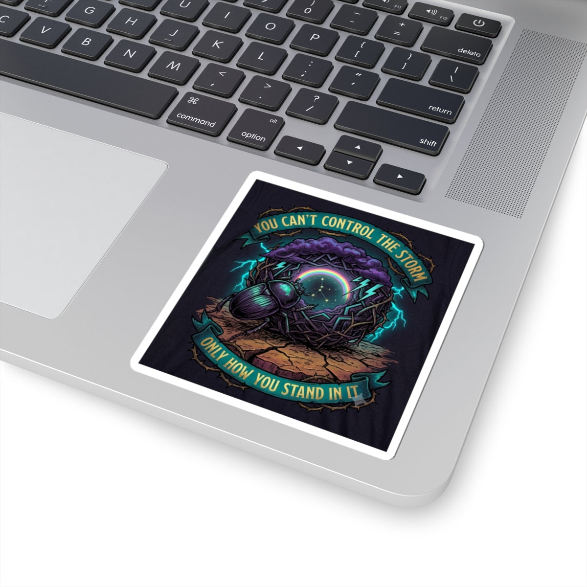 Storm Quote Sticker — “You Can’t Control the Storm, Only How You Stand in It” Durable Kiss-Cut Decal