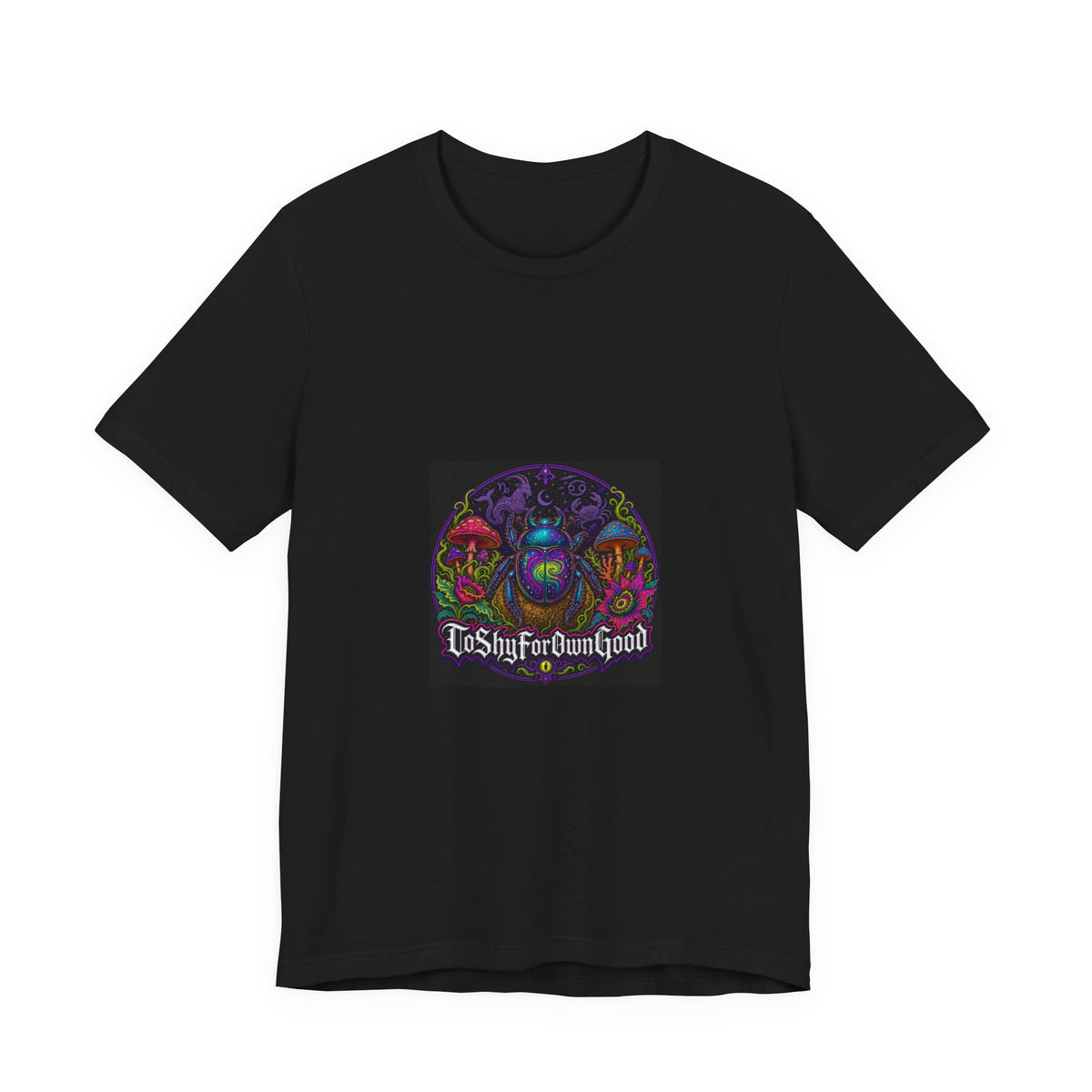 T-Shirt — Psychedelic Mushroom Design “Too Shy For Your Good”