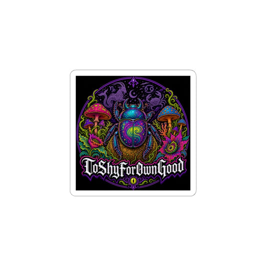 Psychedelic Scarab Sticker — "To Shy For Own Good" Kiss-Cut Vinyl