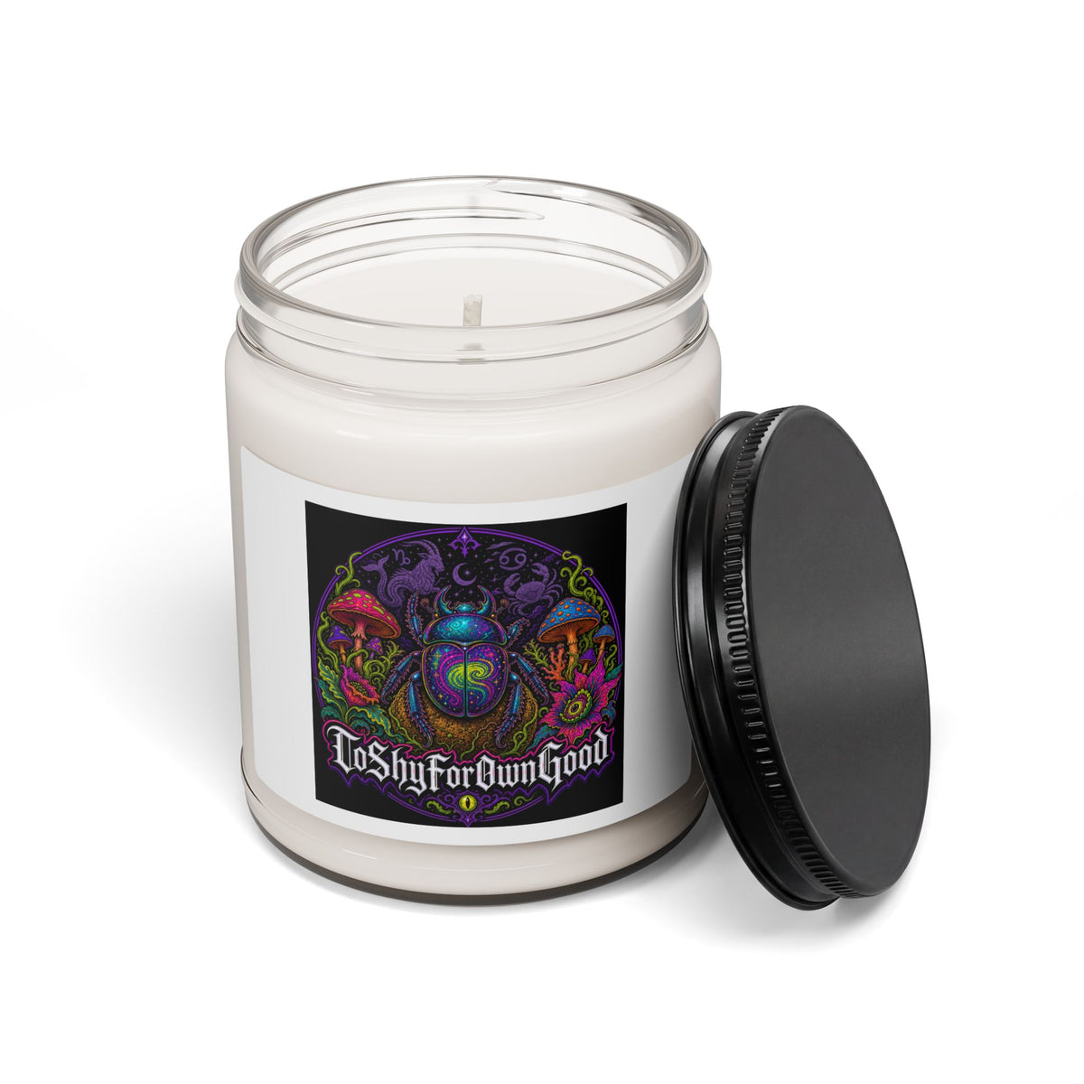 Candle — Moody Mushroom & Orb Soy Candle (9oz) — 'To Shy For Own Good' Gothic Scented Jar