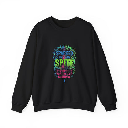 Crewneck Sweatshirt “Sparked by Spite” Lightning Skull Graphic