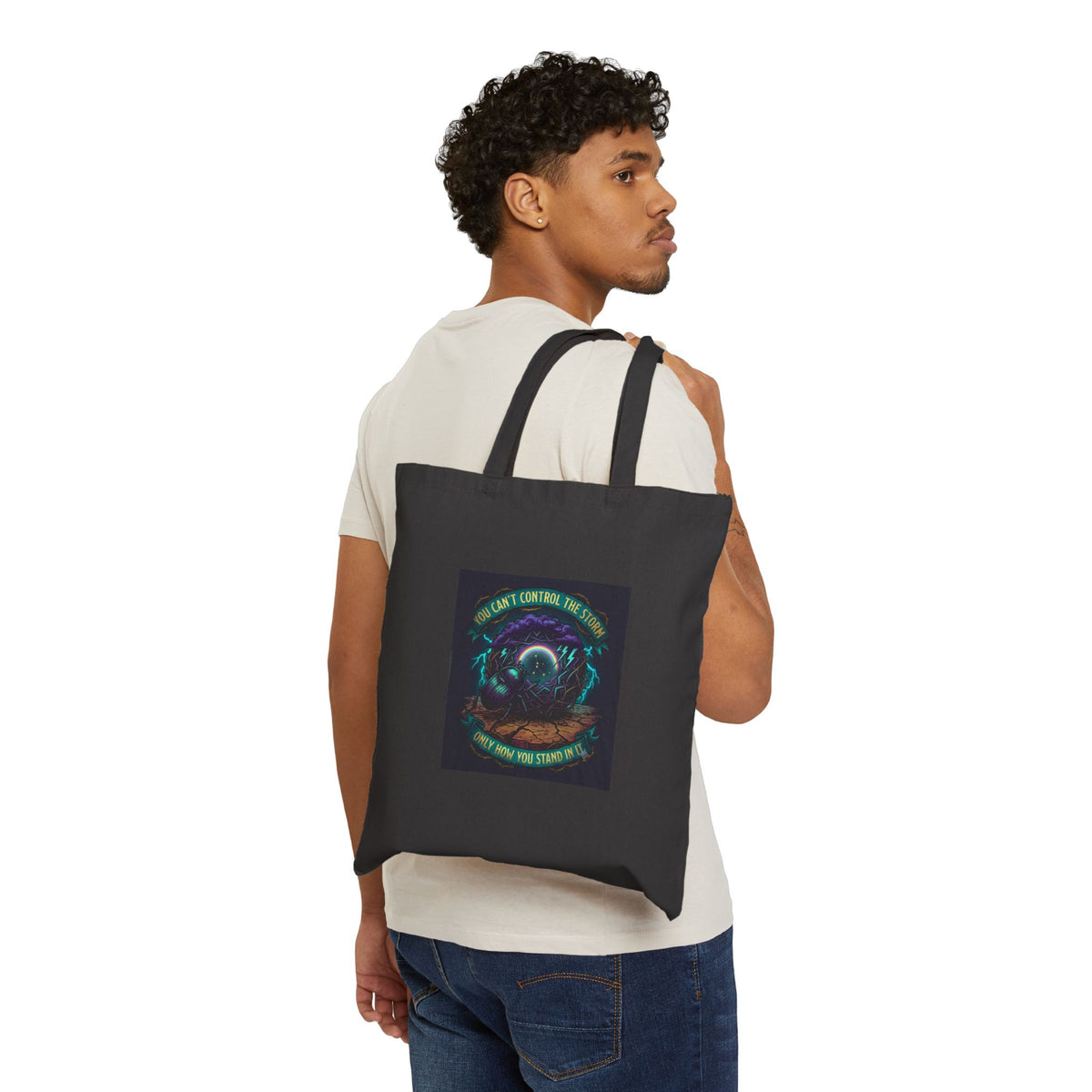 Canvas Tote Bag — 'I Love Asteria’s Wild Gardens' Illustrated Astral Moon Grocery Tote