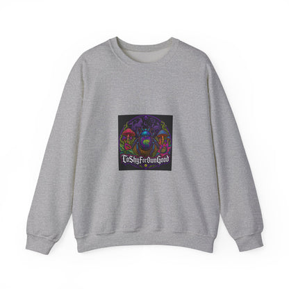 Crewneck Sweatshirt — Psychedelic Skull & Mushroom Art with “To Shuff Around” Text