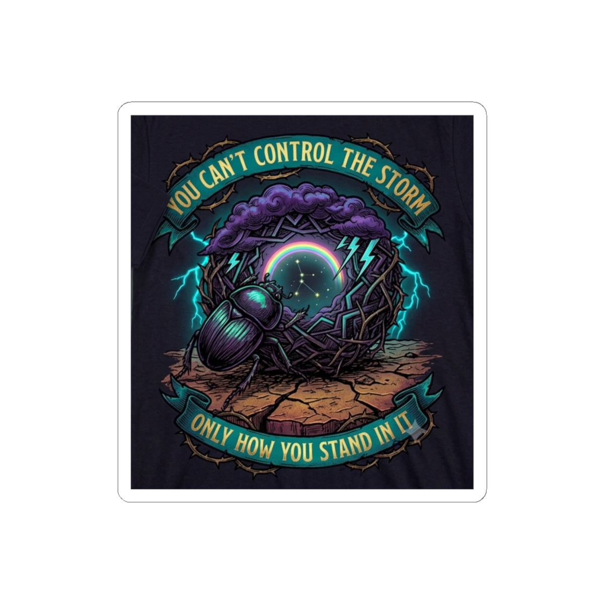 Storm Quote Sticker — “You Can’t Control the Storm, Only How You Stand in It” Durable Kiss-Cut Decal