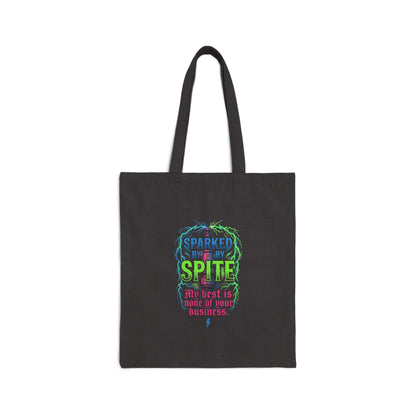 Spirited Skull Cotton Tote Bag — "Sparked by Spite" Graphic Eco Shopper
