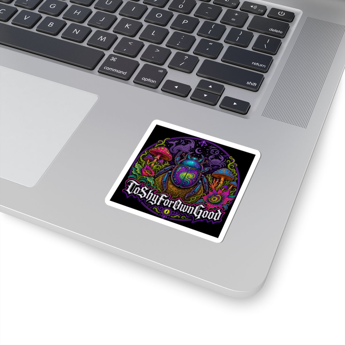 Psychedelic Scarab Sticker — "To Shy For Own Good" Kiss-Cut Vinyl