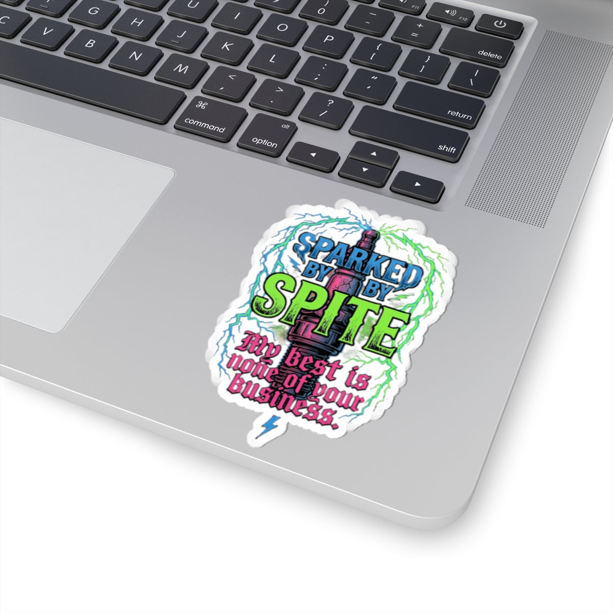 Sticker — "Sparked by Spite" Lightning Vape Sticker ("My best is none of your business")