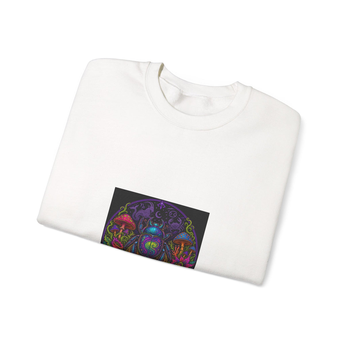 Crewneck Sweatshirt — Psychedelic Skull & Mushroom Art with “To Shuff Around” Text