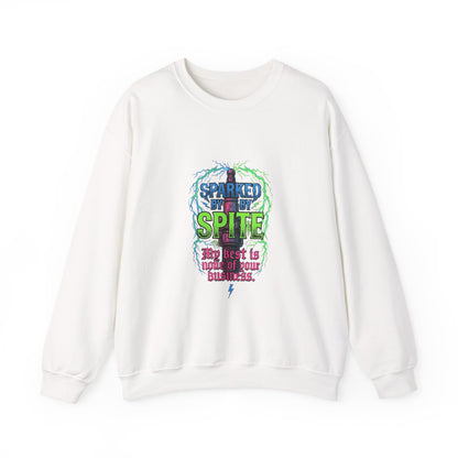 Crewneck Sweatshirt “Sparked by Spite” Lightning Skull Graphic