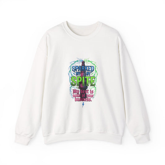 Crewneck Sweatshirt “Sparked by Spite” Lightning Skull Graphic