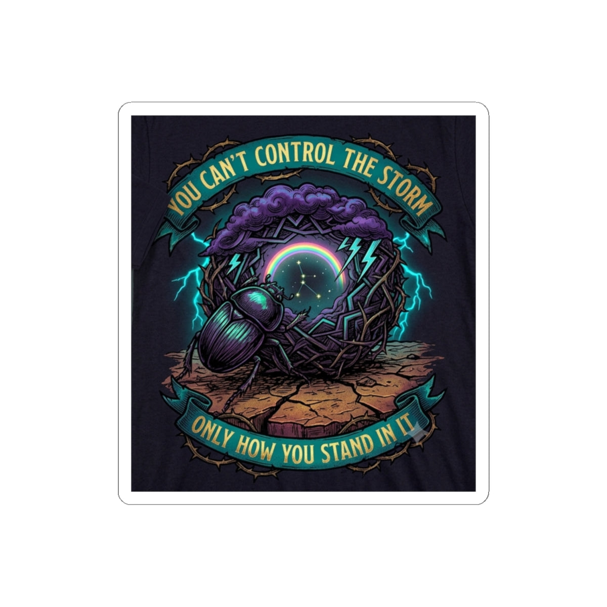 Storm Quote Sticker — “You Can’t Control the Storm, Only How You Stand in It” Durable Kiss-Cut Decal
