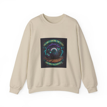 Crewneck Sweatshirt — "You Can't Control the Weather" Cosmic Ocean Design