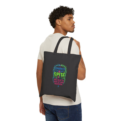 Spirited Skull Cotton Tote Bag — "Sparked by Spite" Graphic Eco Shopper