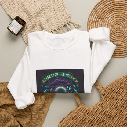 Crewneck Sweatshirt — "You Can't Control the Weather" Cosmic Ocean Design