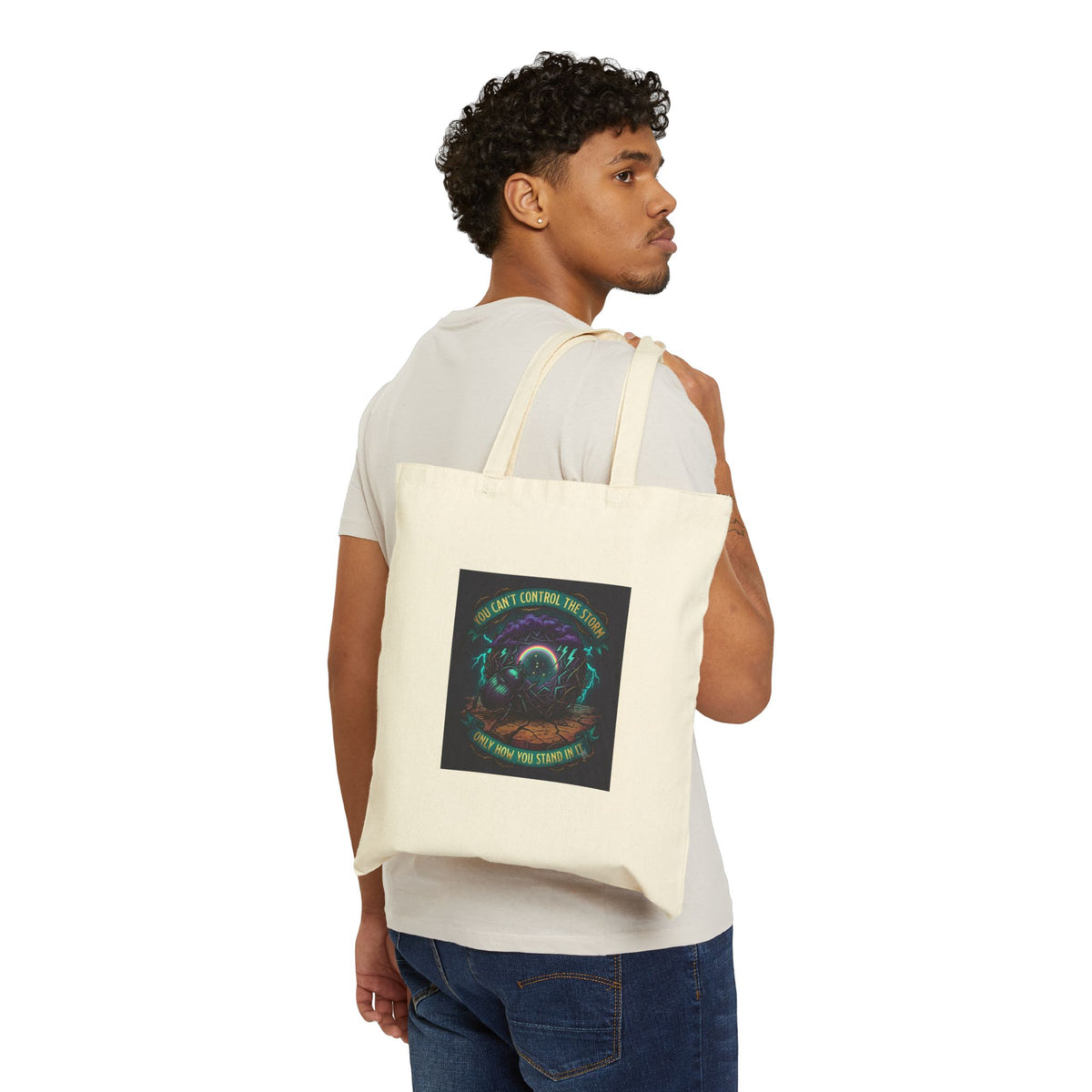 Canvas Tote Bag — 'I Love Asteria’s Wild Gardens' Illustrated Astral Moon Grocery Tote