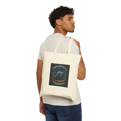 Canvas Tote Bag — 'I Love Asteria’s Wild Gardens' Illustrated Astral Moon Grocery Tote