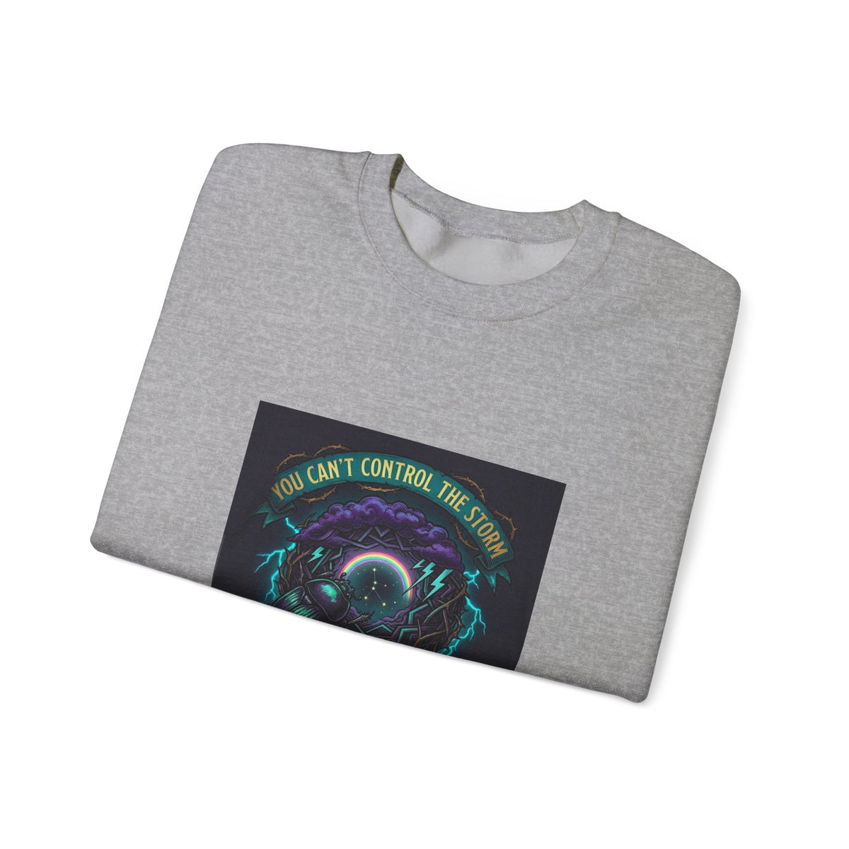 Crewneck Sweatshirt — "You Can't Control the Weather" Cosmic Ocean Design