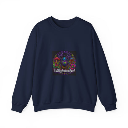 Crewneck Sweatshirt — Psychedelic Skull & Mushroom Art with “To Shuff Around” Text