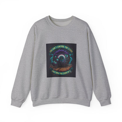 Crewneck Sweatshirt — "You Can't Control the Weather" Cosmic Ocean Design