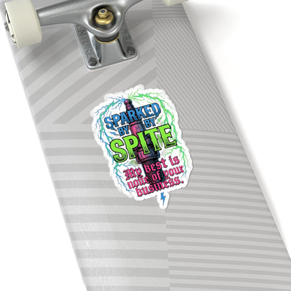 Sticker — "Sparked by Spite" Lightning Vape Sticker ("My best is none of your business")