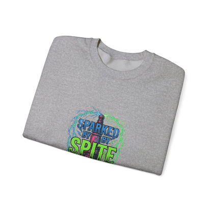 Crewneck Sweatshirt “Sparked by Spite” Lightning Skull Graphic