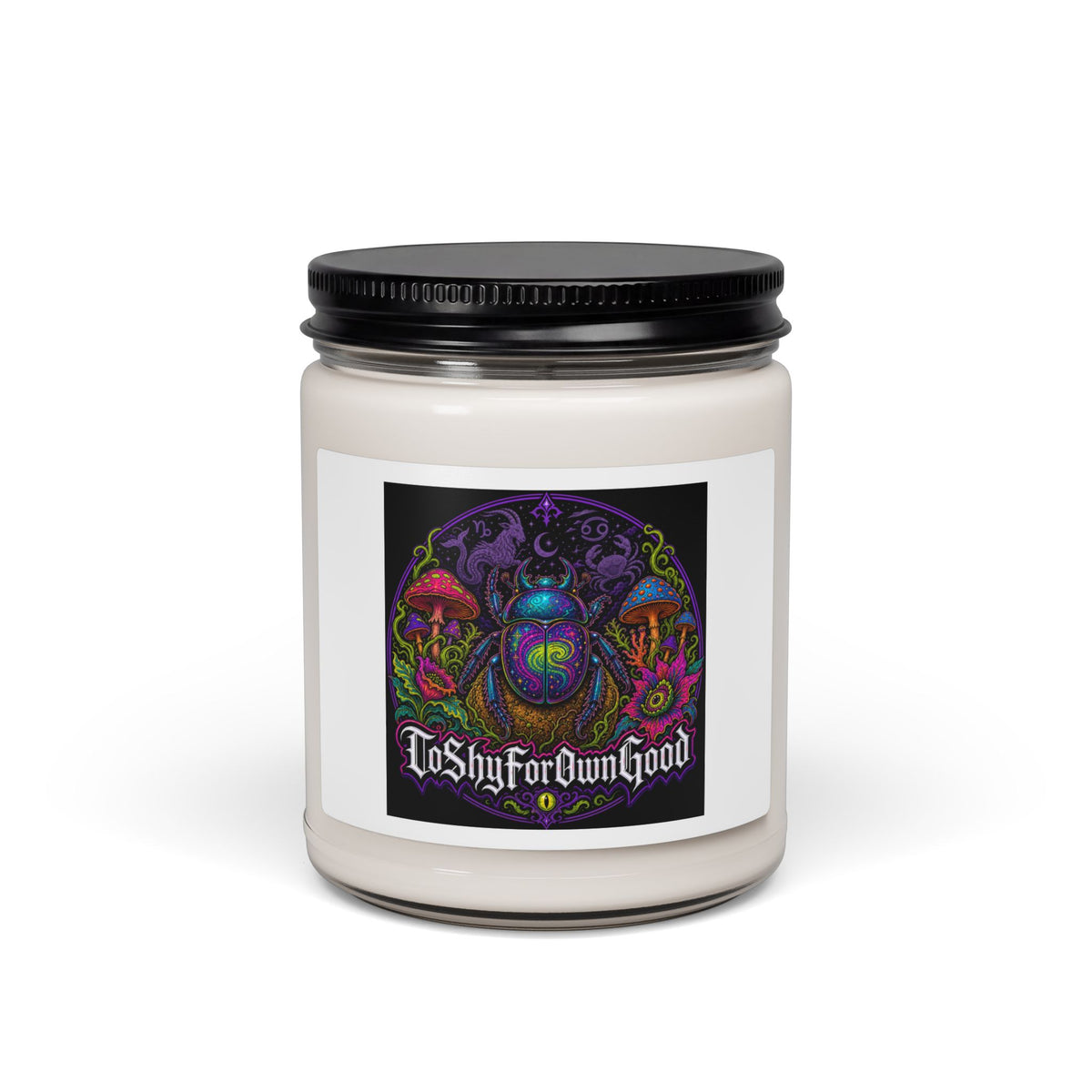 Candle — Moody Mushroom & Orb Soy Candle (9oz) — 'To Shy For Own Good' Gothic Scented Jar