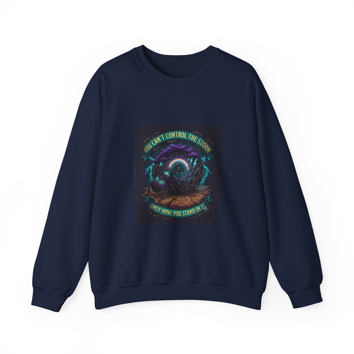 Crewneck Sweatshirt — "You Can't Control the Weather" Cosmic Ocean Design