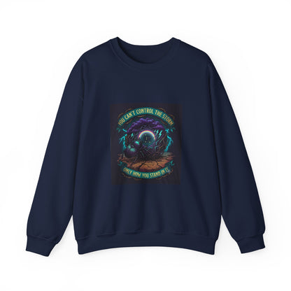 Crewneck Sweatshirt — "You Can't Control the Weather" Cosmic Ocean Design