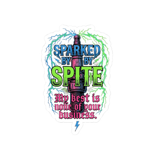 Sticker — "Sparked by Spite" Lightning Vape Sticker ("My best is none of your business")